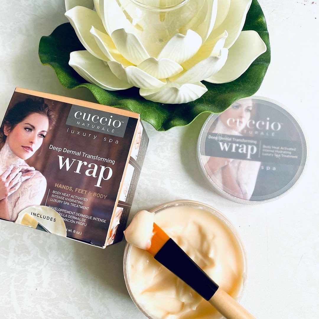 Cuccio Naturalé Deep Dermal Transforming Wrap hand treatment with moisturizing cream, shown in a close-up image.