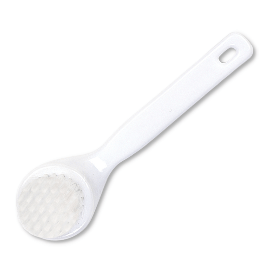 Cuccio Naturalé hand facial brush with soft bristles, designed for gentle facial cleansing and exfoliation.