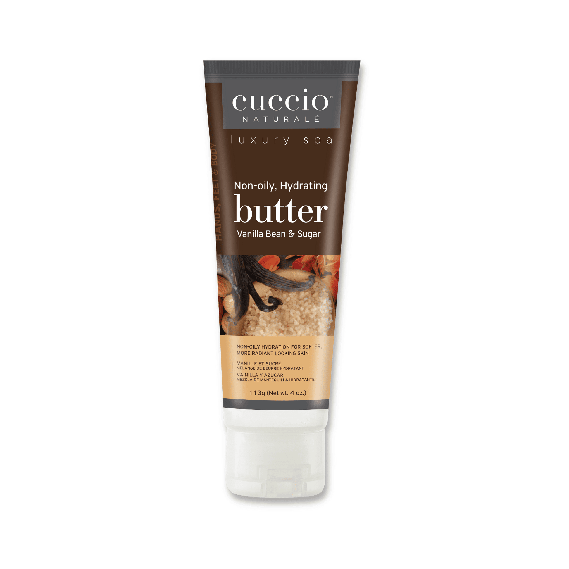 Cuccio Naturalé Hydrating Butter with vanilla bean and sugar, creamy moisturizer in a jar, ideal for soft, nourished skin.