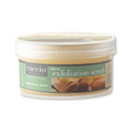 Cuccio Naturalé Micro Exfoliation Scrub with artisan shea and vetiver in a jar, showcasing the textured scrub and natural ingredients.
