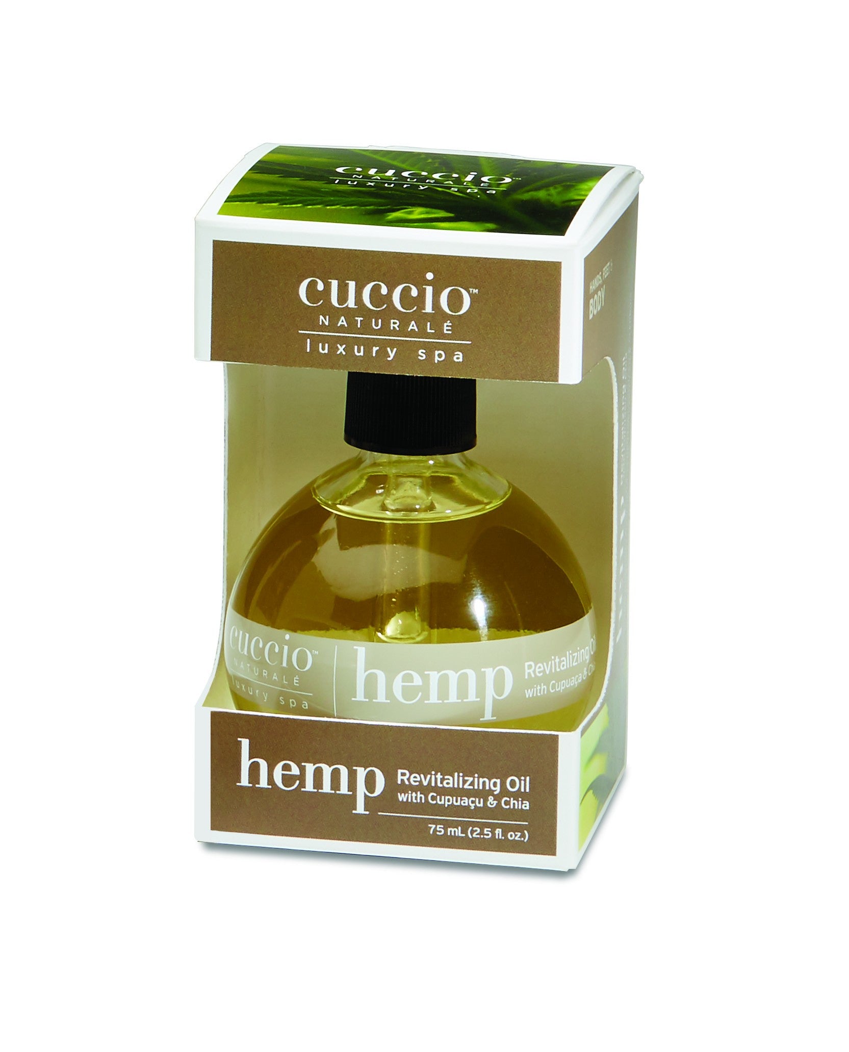Cuccio Naturalé Revitalizing Hemp Oil body oil bottle with hemp seed oil and natural ingredients.