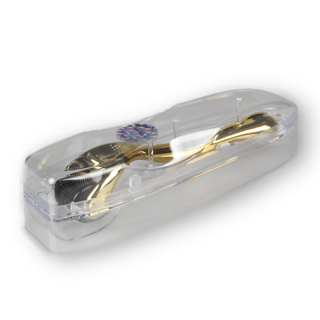 Alema Pro Dermaroller with 540 steel needles for skin care, showing a close-up of the textured roller device.