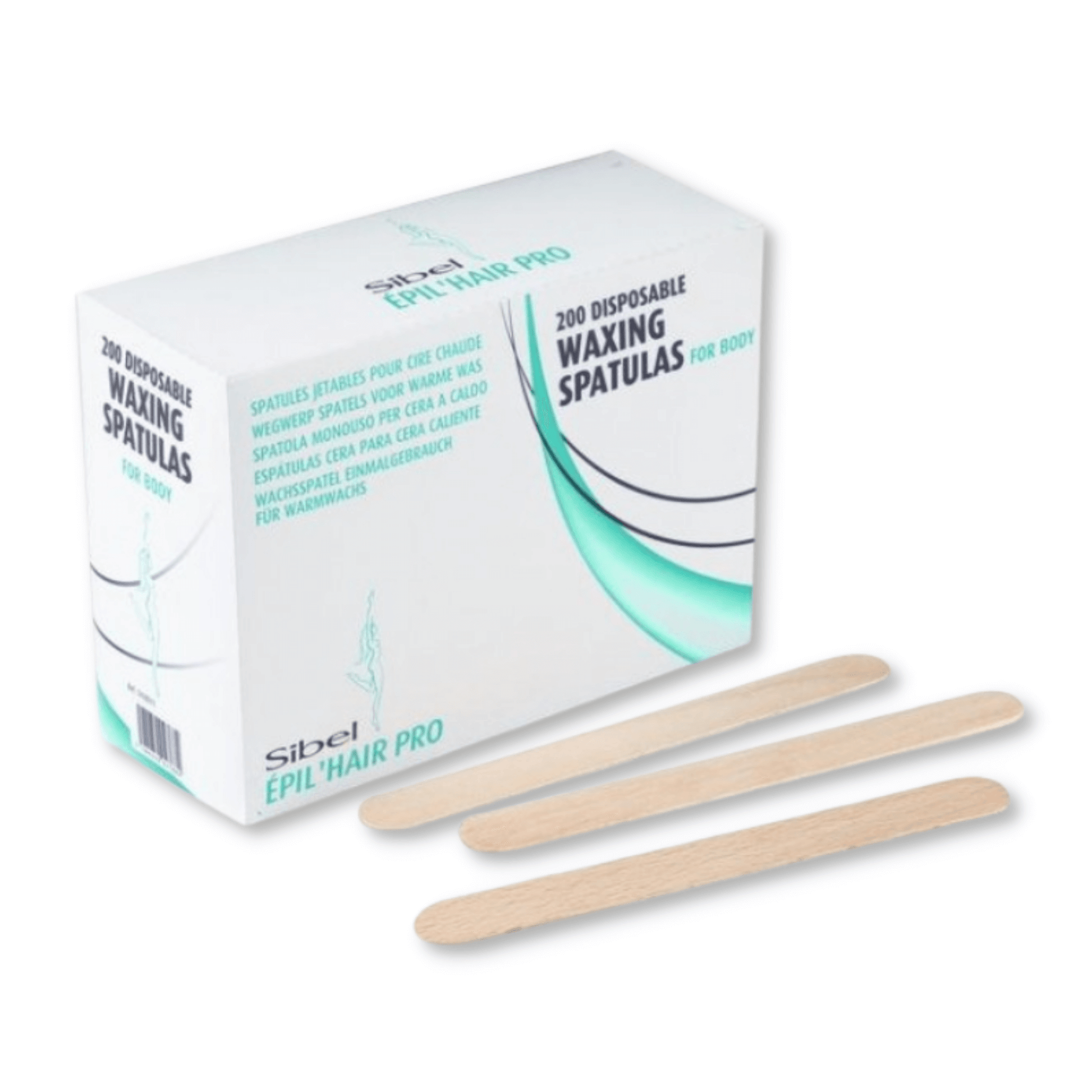 Set of 200 SKIN'S disposable waxing spatulas for body waxing, plastic tools with flat tips for smooth application and removal.