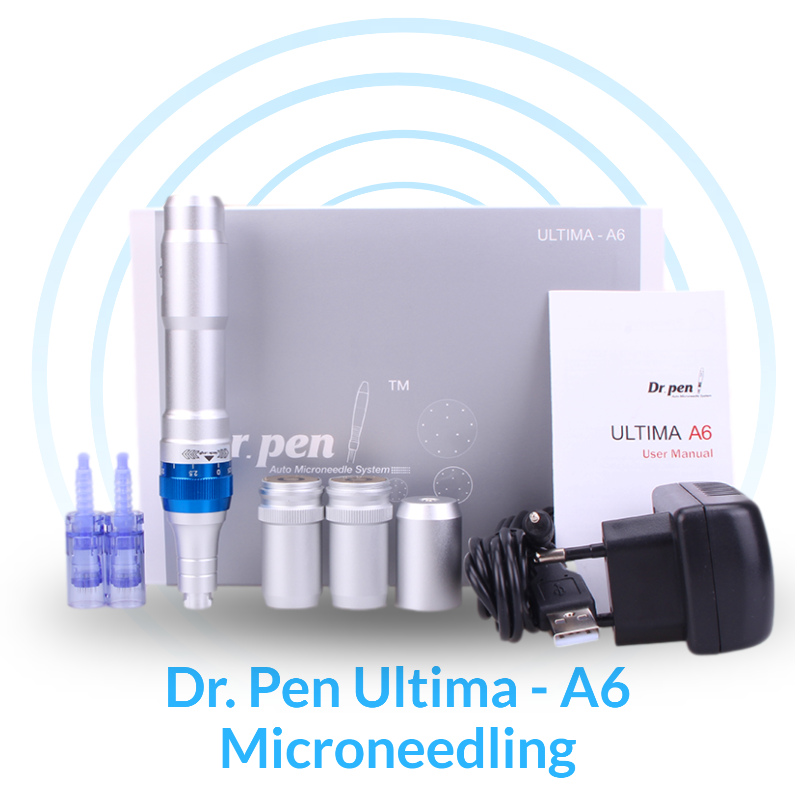 Dr. Pen Ultima A6 microneedling skin care tool with a sleek design and replaceable needle cartridge for facial rejuvenation.