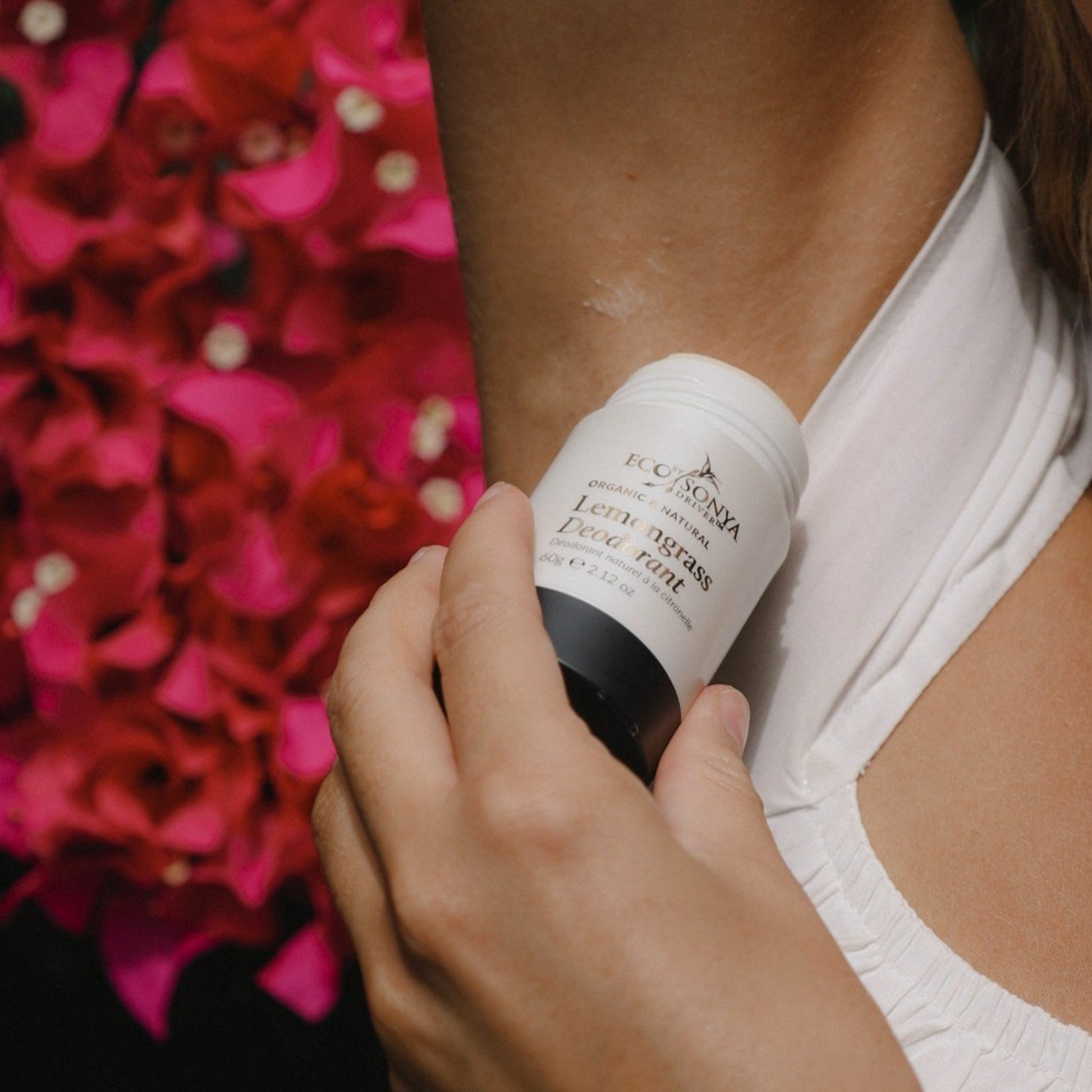 Eco By Sonya Driver Lemongrass natural deodorant stick with eco-friendly packaging, showcasing the deodorant in a sleek container.