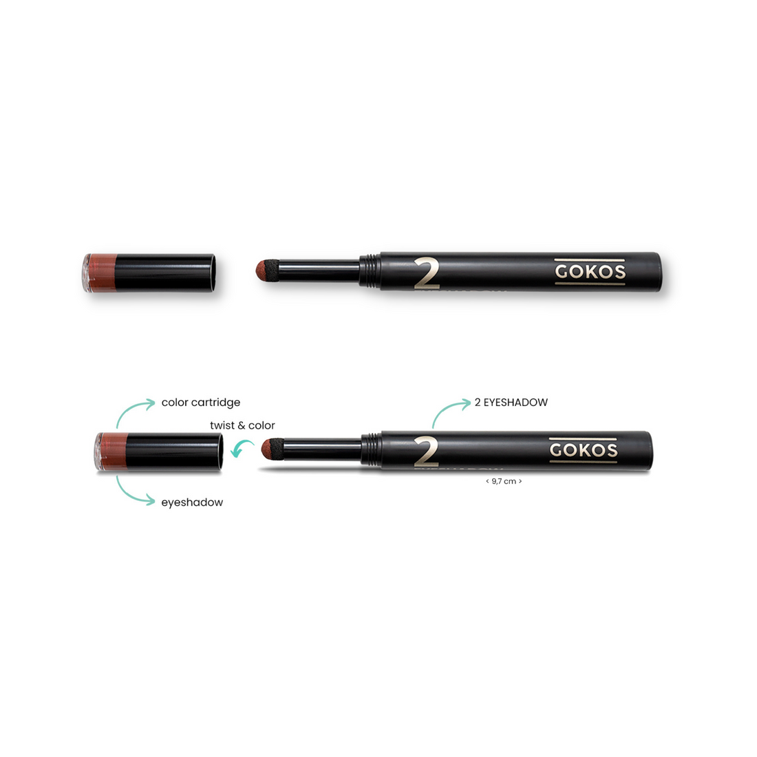 Gokos EyeColor Earth Edition makeup with warm earthy tones and detailed eye design, showcasing the product's vibrant colors and packaging.