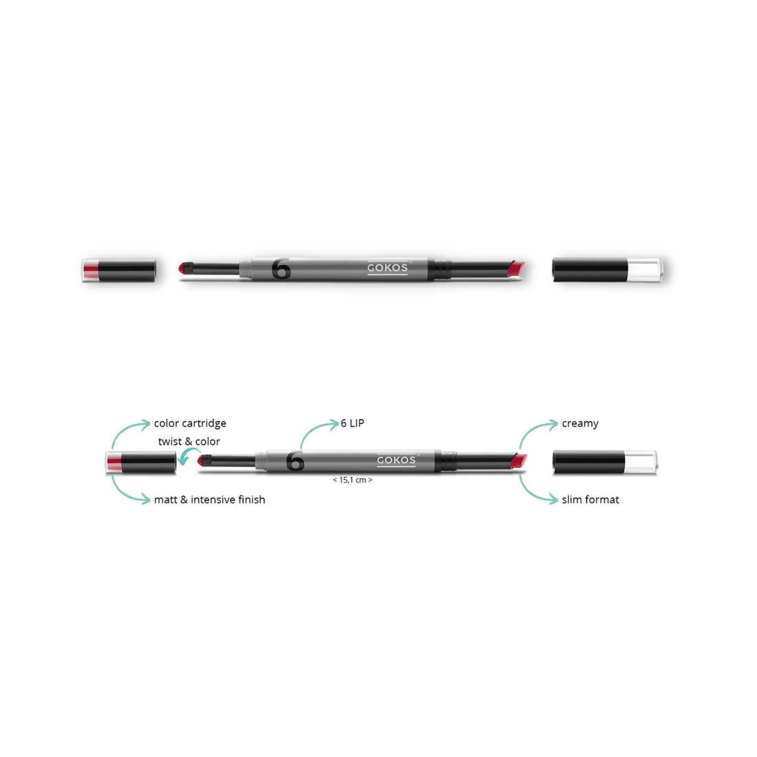Gokos LipCreator makeup tool for creating custom lip colors, shown in sleek design with various color options.