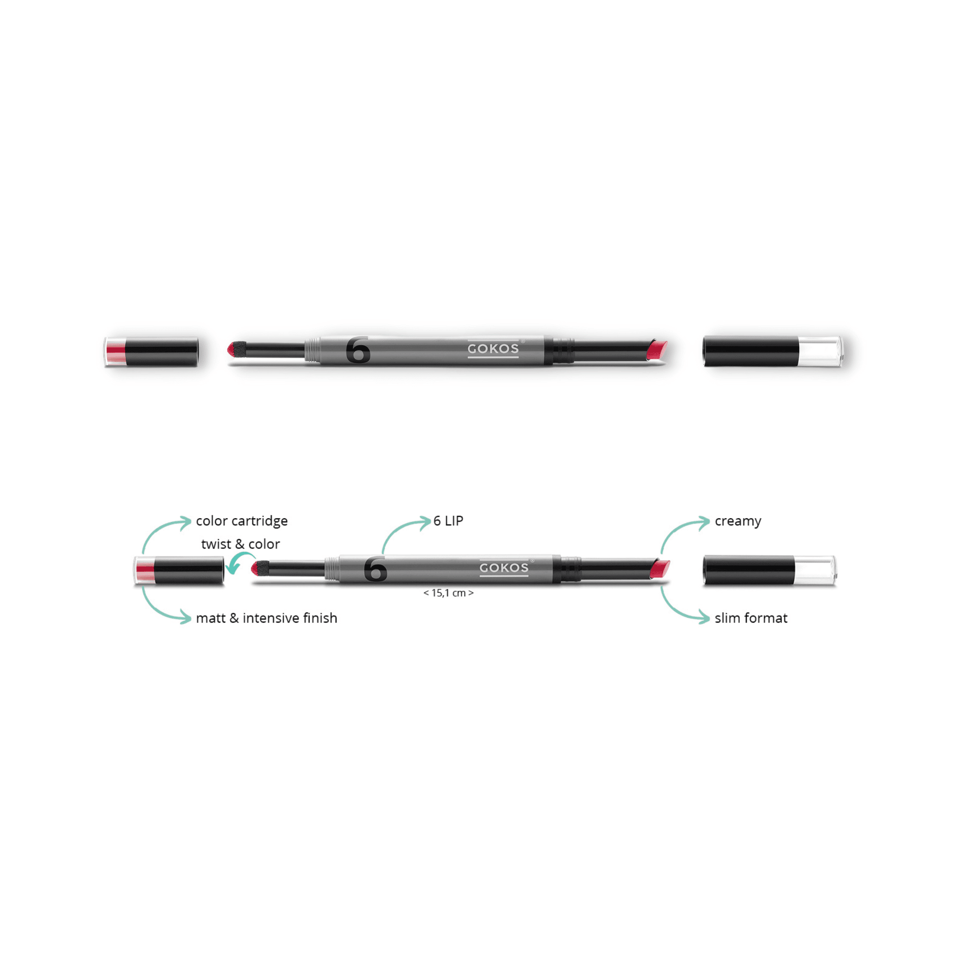 Gokos LipCreator makeup tool with heatwave design, showcasing the innovative lip coloring device in vibrant colors.