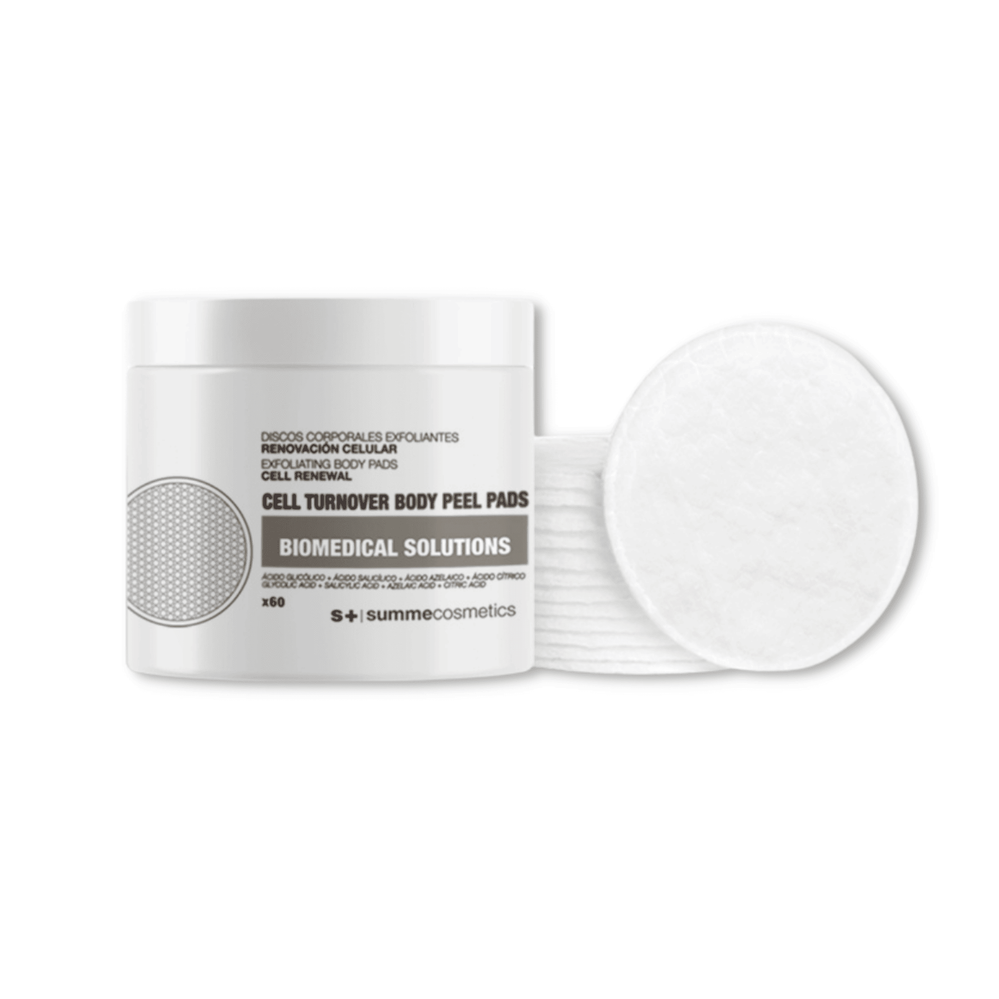 SummeCosmetics Cell Turnover Body Peel Pads for skin exfoliation and renewal, shown in the image with two peel pad packages.