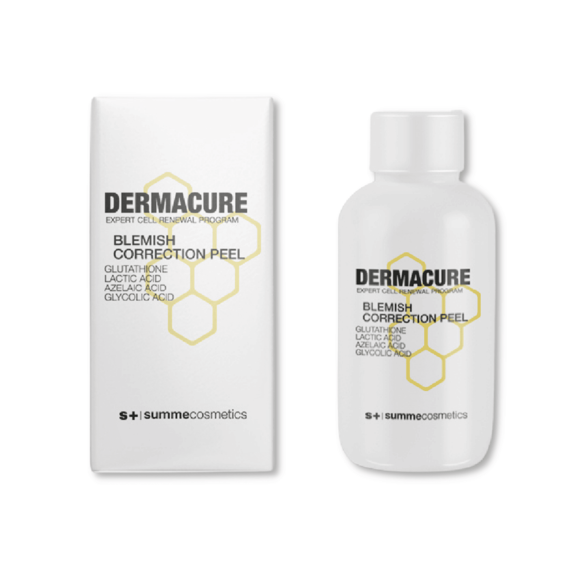 SummeCosmetics Dermacure Blemish Correction Peel bottle with label and pump for skincare treatment.