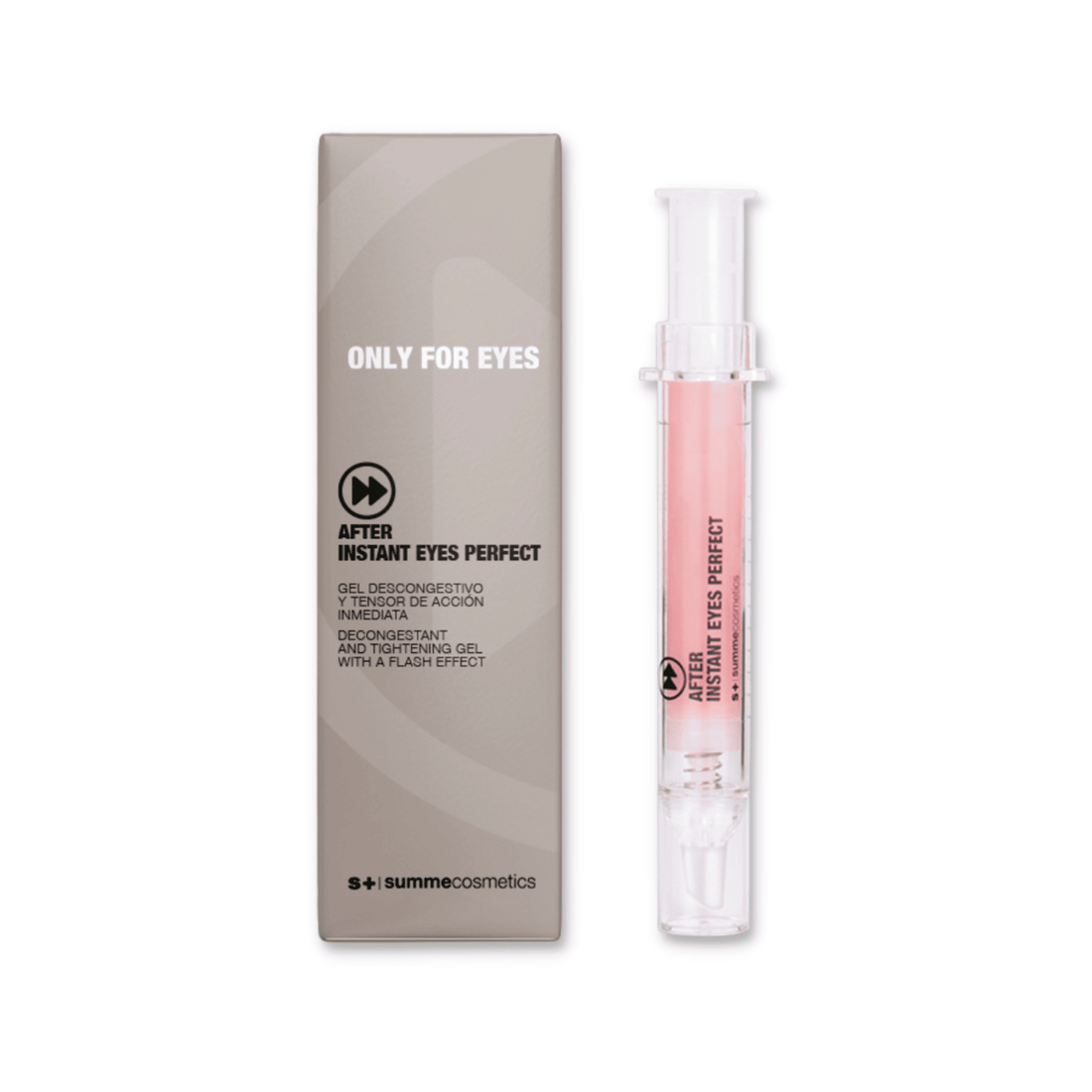 SummeCosmetics Only For Eyes After Instant Eyes Perfect skin care product showing sleek packaging and eye area application