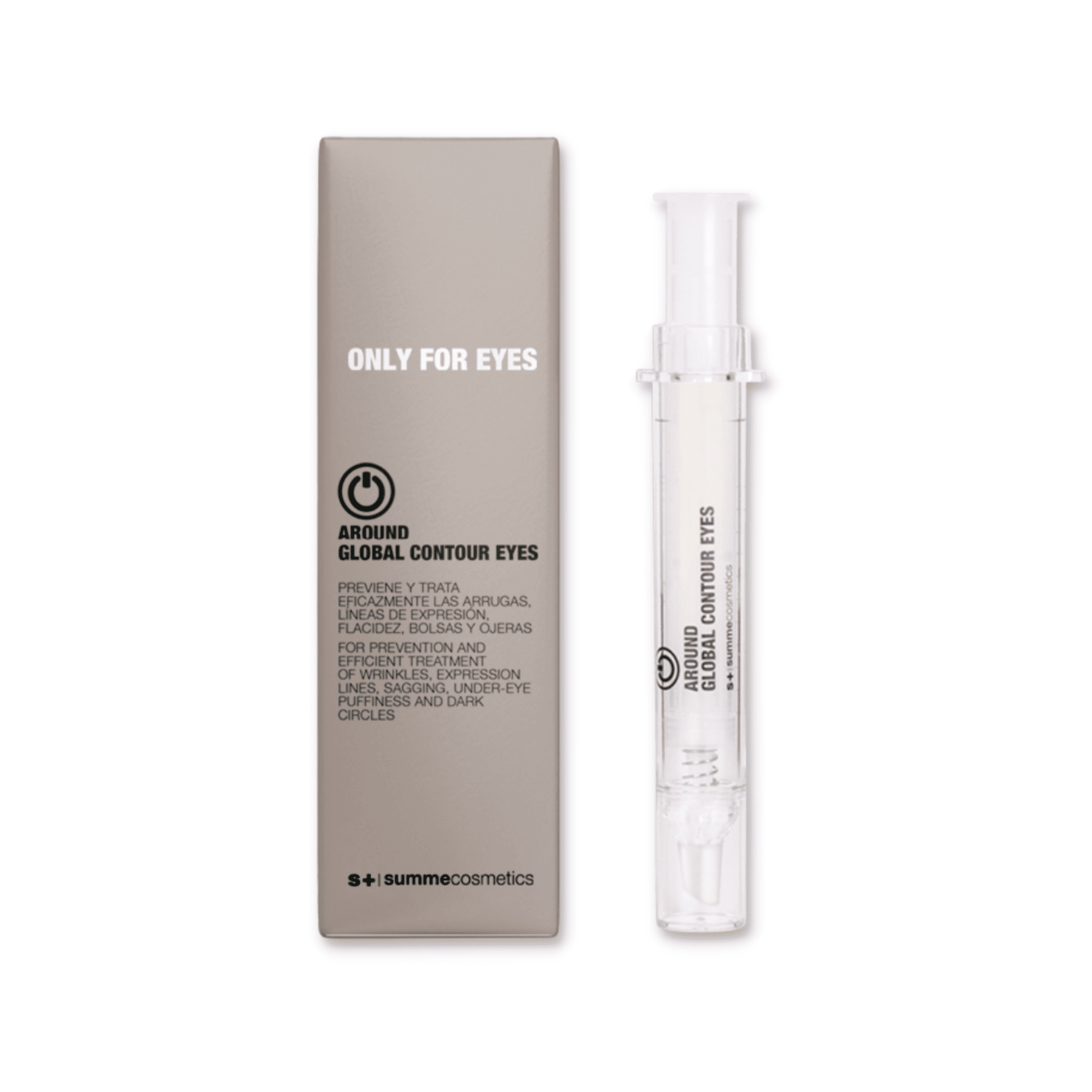 SummeCosmetics Only For Eyes around global contour eyes skincare product in a sleek jar on a white background.