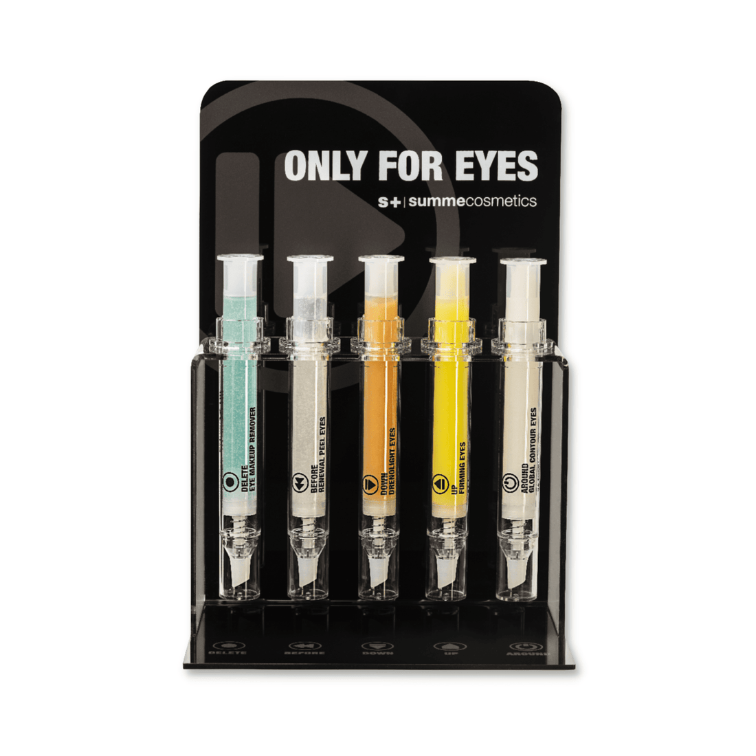 SummeCosmetics Only For Eyes Lab eye makeup palette with neutral and bold shades, featuring sleek packaging and various eyeshadow colors.