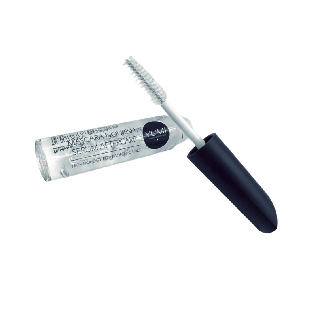 Yumi Lashes Mascara Nourish Serum aftercare product for lashes and brows, featuring a sleek bottle with applicator brush.