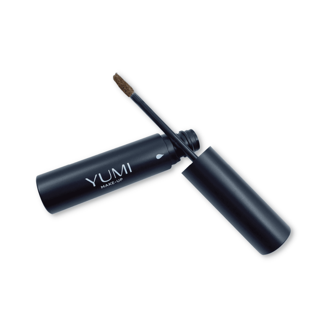 Yumi Makeup Brow Filler from Yumi Lashes, close-up of the brow filler product with applicator and packaging for lashes and brows.