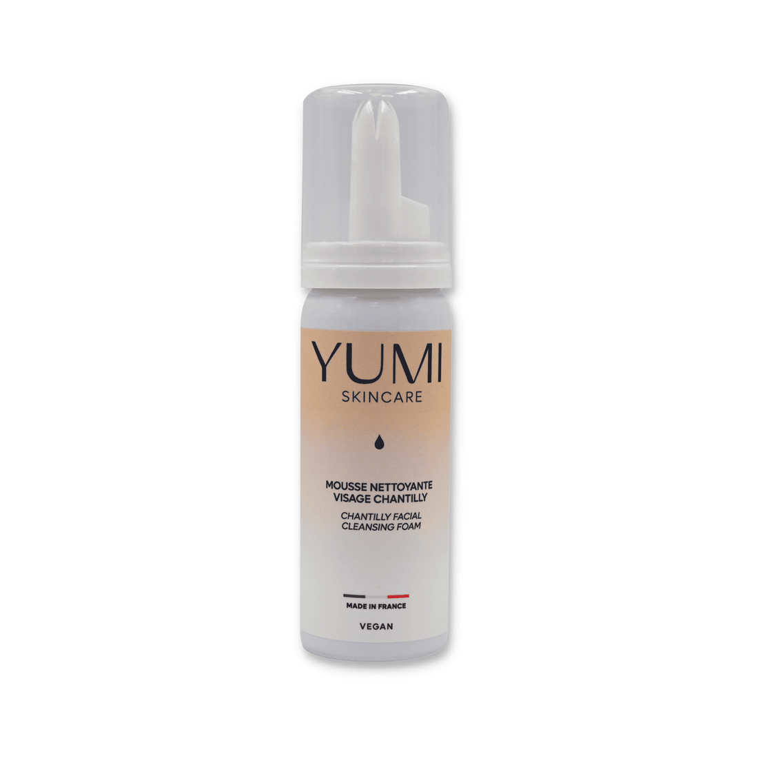 Yumi Skincare Chantilly Facial Cleansing Foam in a 50ml bottle, gentle cleanser with a soft, foaming texture for clean, refreshed skin.