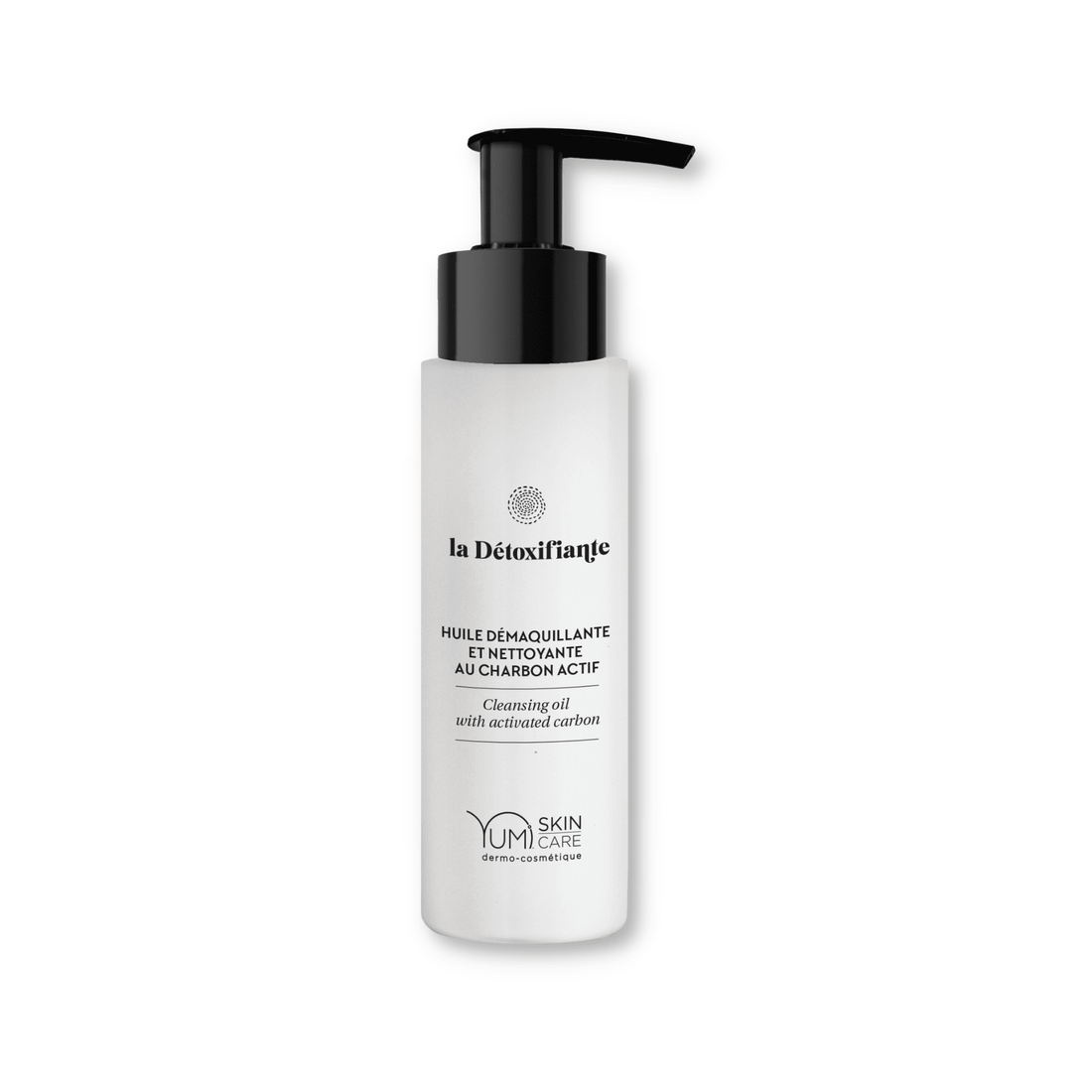 Yumi Skincare La Détoxifiante Cleansing Oil with Activated Carbon in 100ml bottle, suitable for deep facial cleansing.