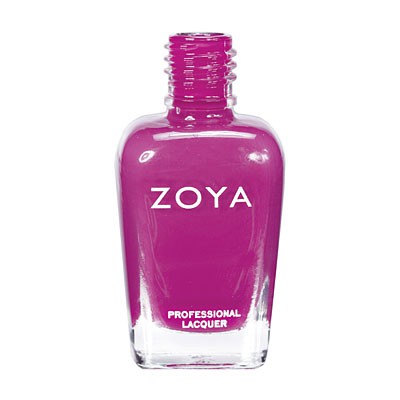 Zoya Areej nail polish bottle from Zoya's nail polish collection, featuring a sleek design and vibrant color.