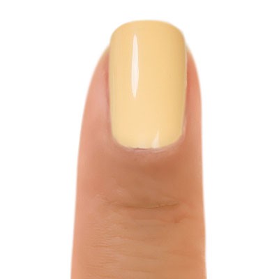 Zoya Bee nail polish bottle with yellow cap and clear glass, showcasing vibrant yellow nail polish inside.