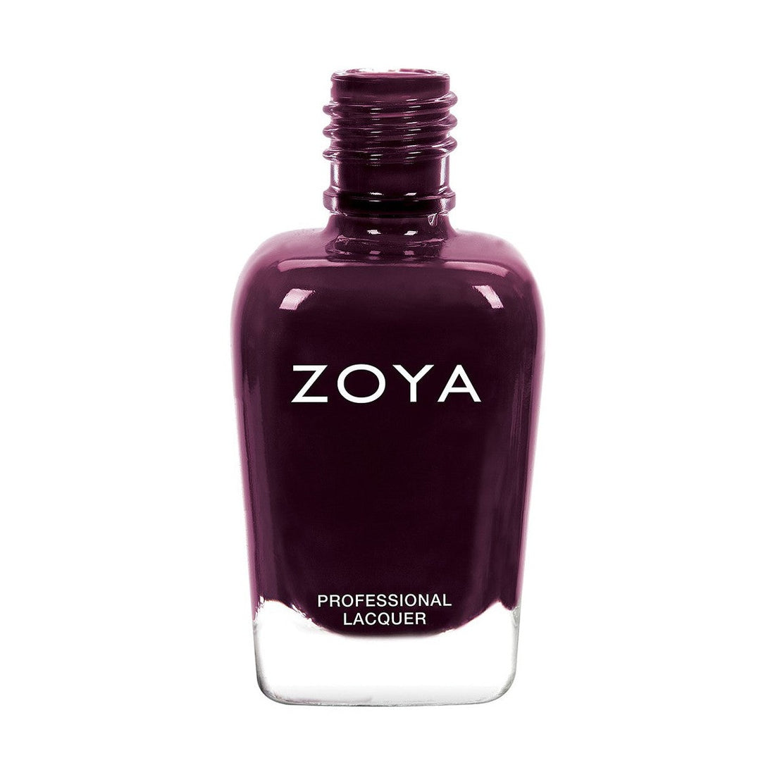 Zoya Casey nail polish bottle featuring a sleek design with a black cap and clear glass showcasing the light pink shade.