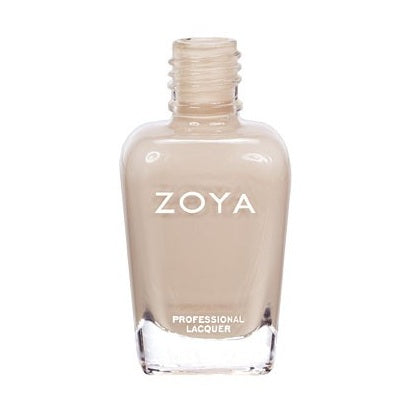 Zoya Cho nail polish bottle with purple cap and clear glass displaying vibrant purple nail polish color.