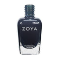 Close-up of Zoya Cynthia nail polish bottle with vibrant pastel purple polish in a clear glass bottle with a black cap.