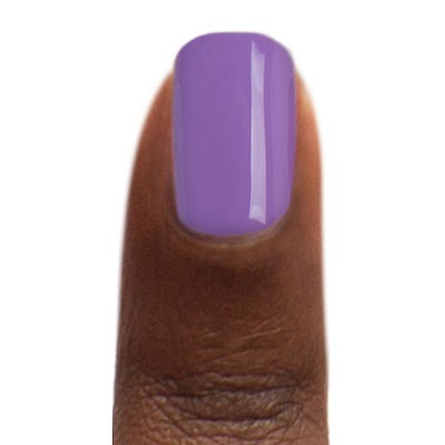 Zoya Delia nail polish bottle with purple and pink shades, featuring a sleek black cap and clear glass container.