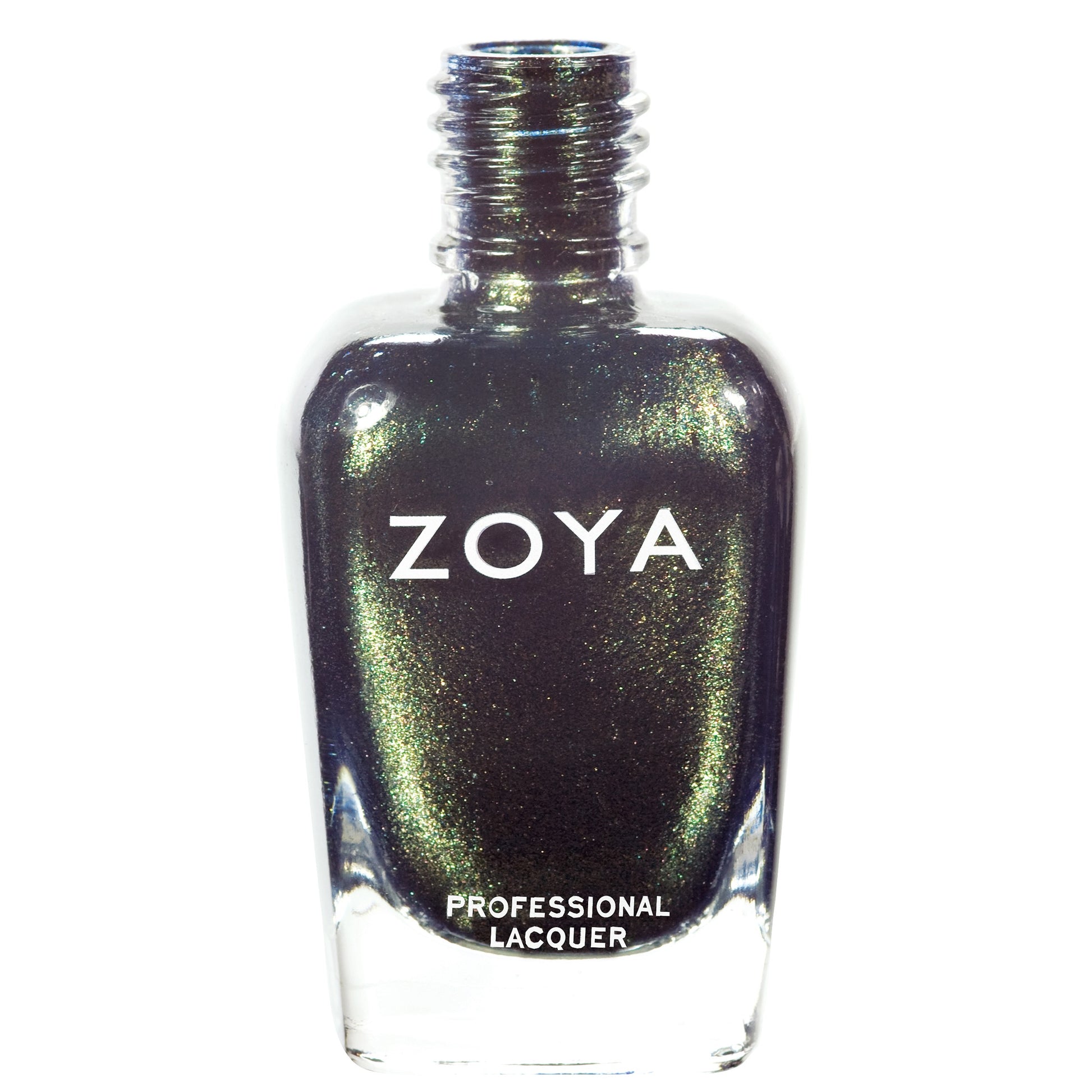 Zoya Edyta nail polish bottle with vibrant blue shade, showcasing the Zoya brand and sleek packaging.