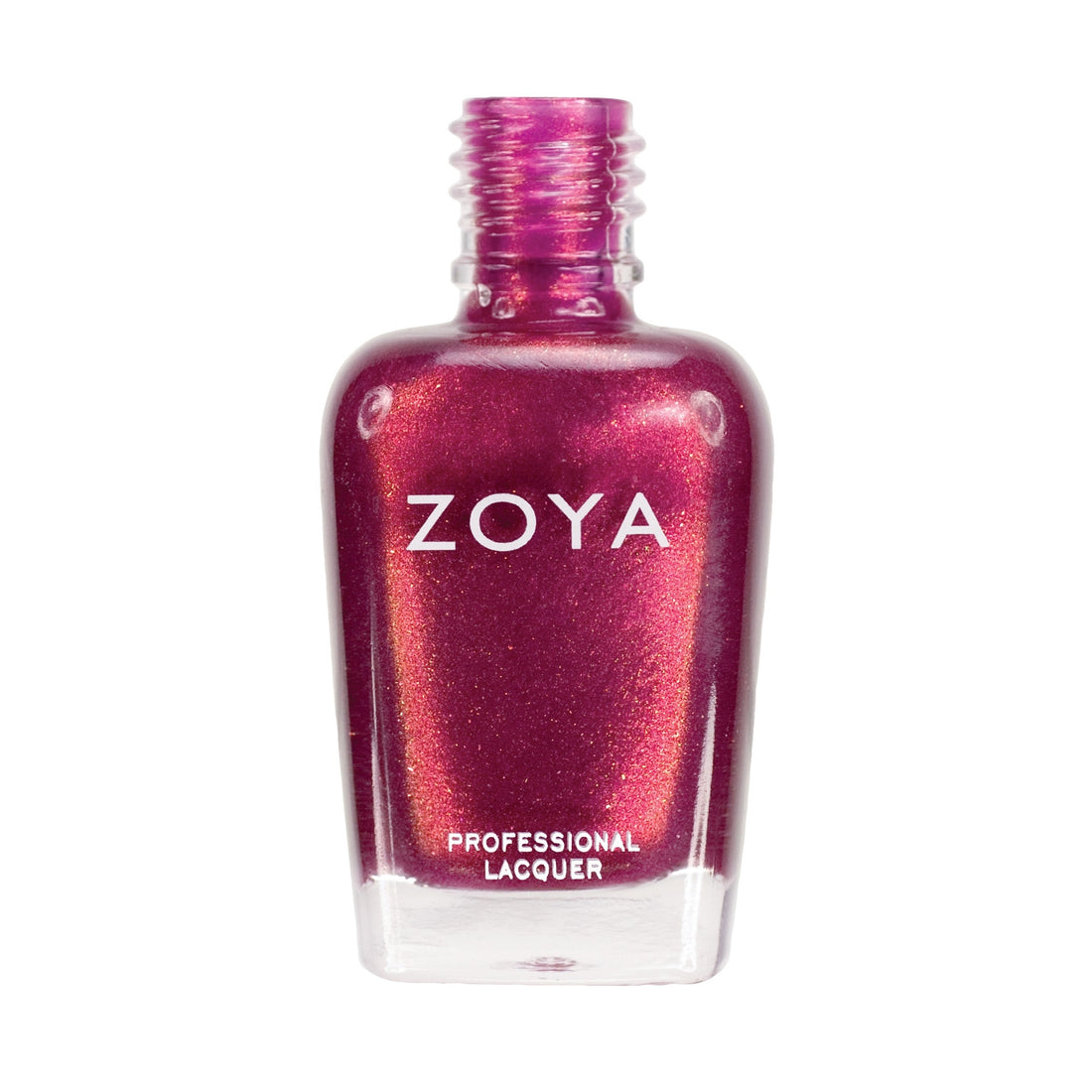 Zoya Evangeline nail polish bottle with pink and purple gradient label and black cap, showcasing the Zoya brand.