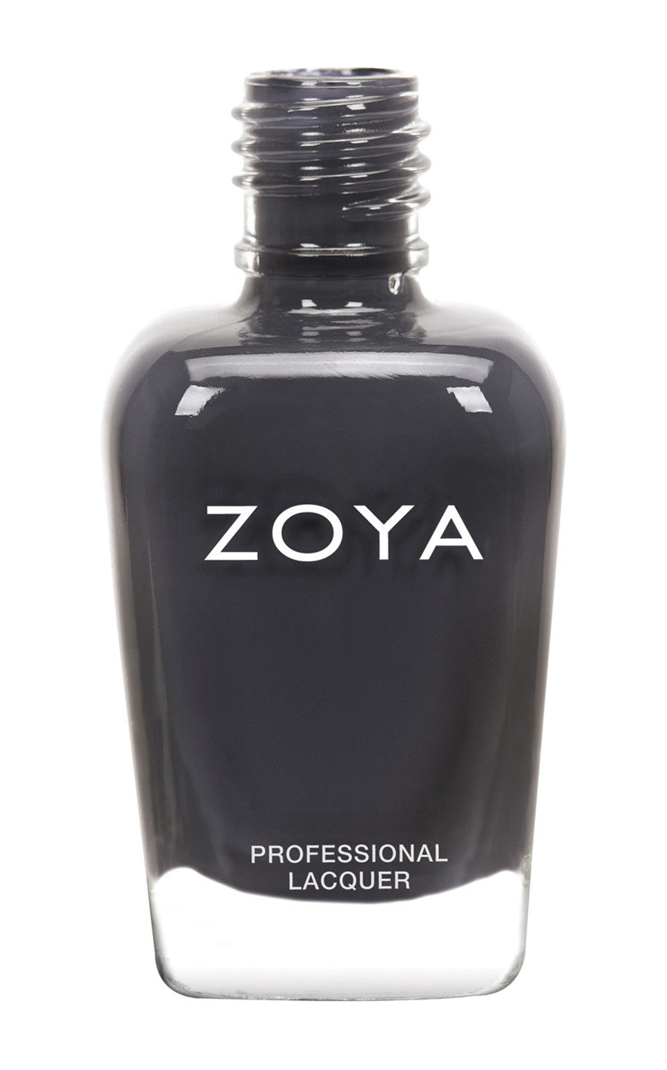Zoya Genevieve nail polish bottle with deep burgundy shade, showcasing the Zoya brand on the glass container.