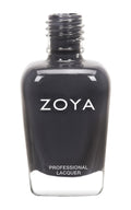 Zoya Genevieve nail polish bottle with deep burgundy shade, showcasing the Zoya brand on the glass container.