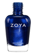Zoya Jen nail polish bottle with a sleek design, featuring a clear glass container and black cap, set against a neutral background.