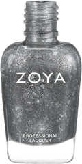 Zoya Jett nail polish bottle with sleek black cap and clear label, showcasing the Zoya brand and polished nail color.