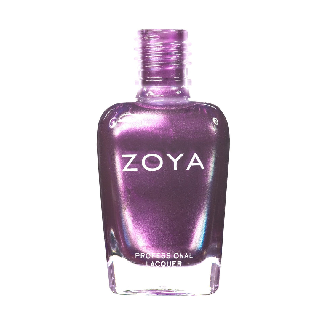 Zoya Juno nail polish bottle with sleek black cap and clear glass showcasing the deep, rich brown shade of the Zoya nail polish.