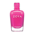 Zoya Lara nail polish bottle with vibrant pink shade, showcasing the Zoya nail polish brand and product label.