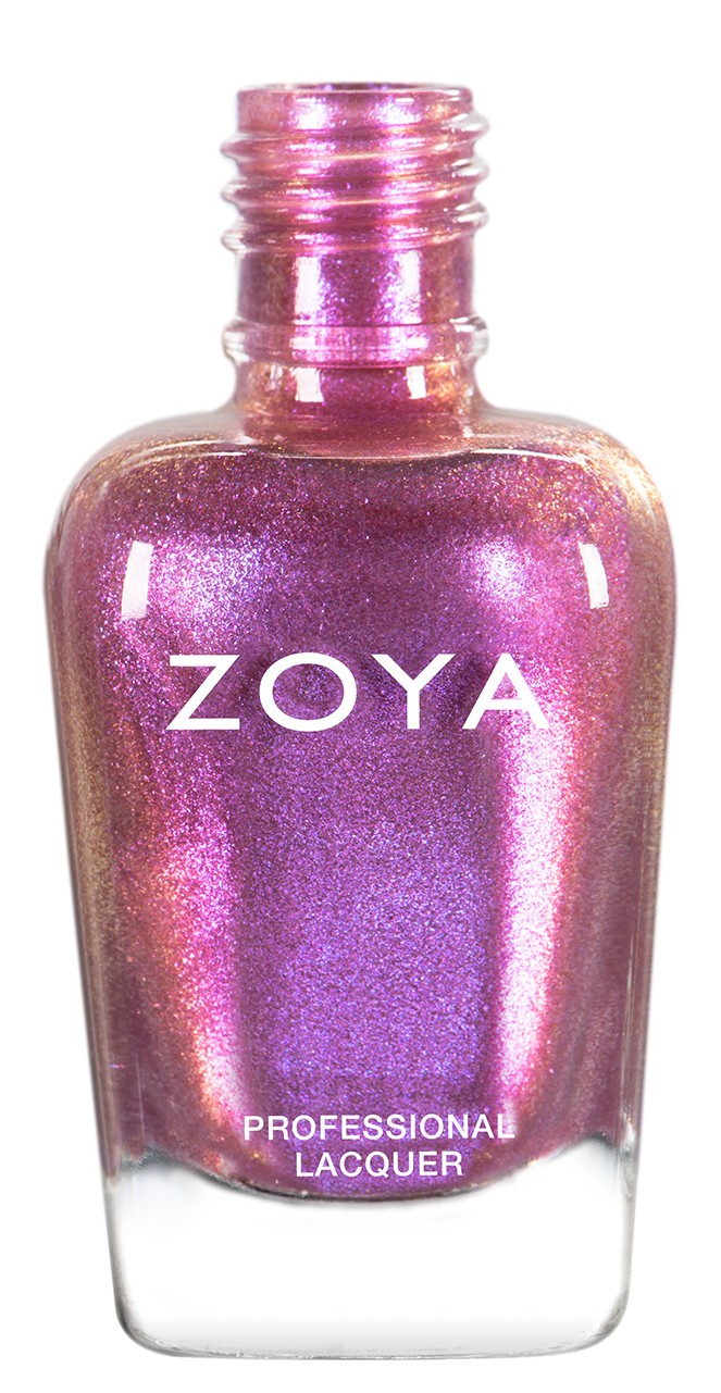 Zoya Leisel nail polish bottle with clear cap and pastel lavender color, showcasing the Zoya brand on the label.
