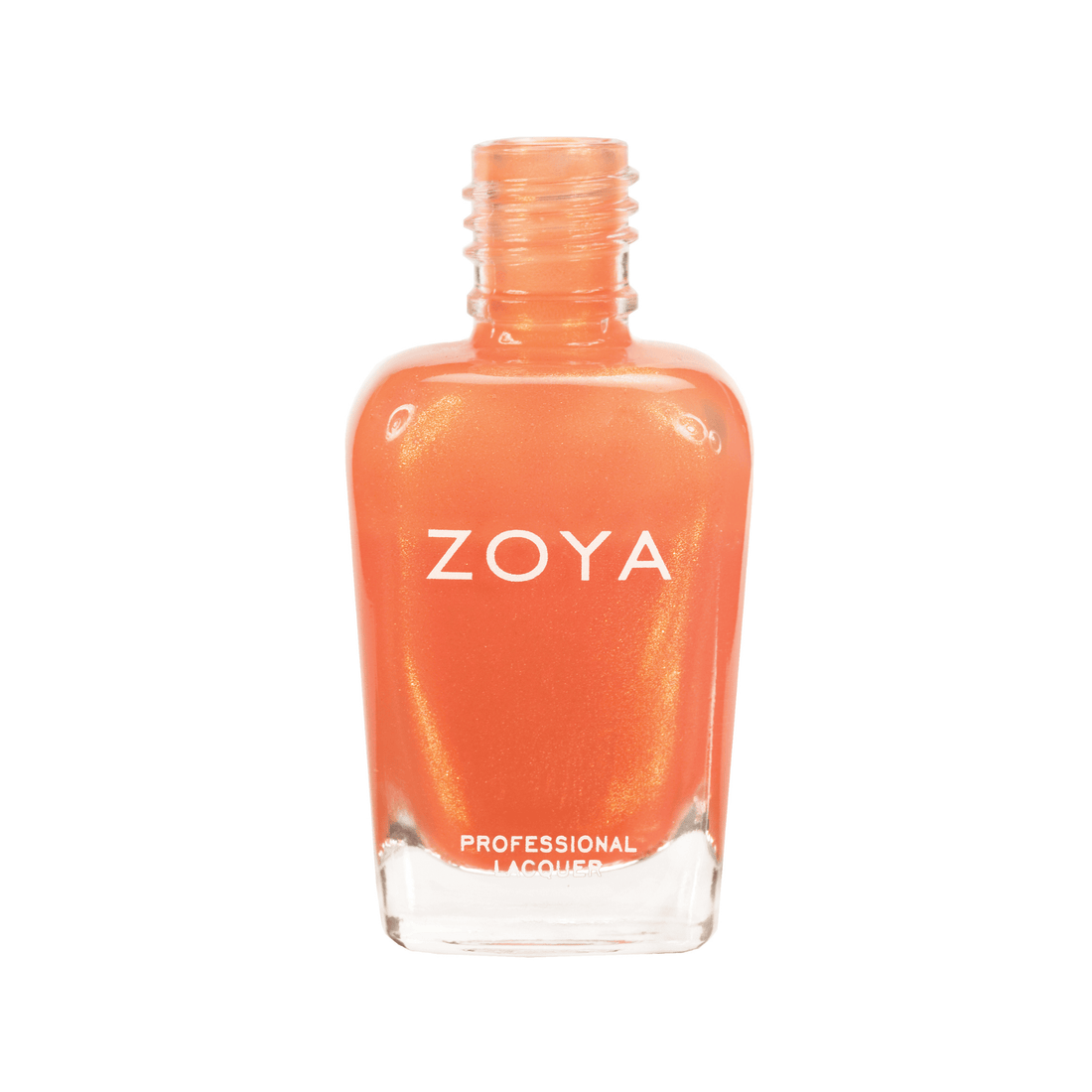 Zoya Lianne nail polish bottle with vibrant peachy-orange shade and sleek Zoya branding on the label.