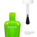 Zoya Link nail polish bottle with a sleek design, showcasing the vibrant color and branding on the label.