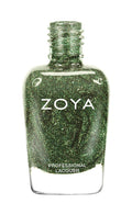 Zoya Logan nail polish bottle with deep plum color, displayed against a neutral background.