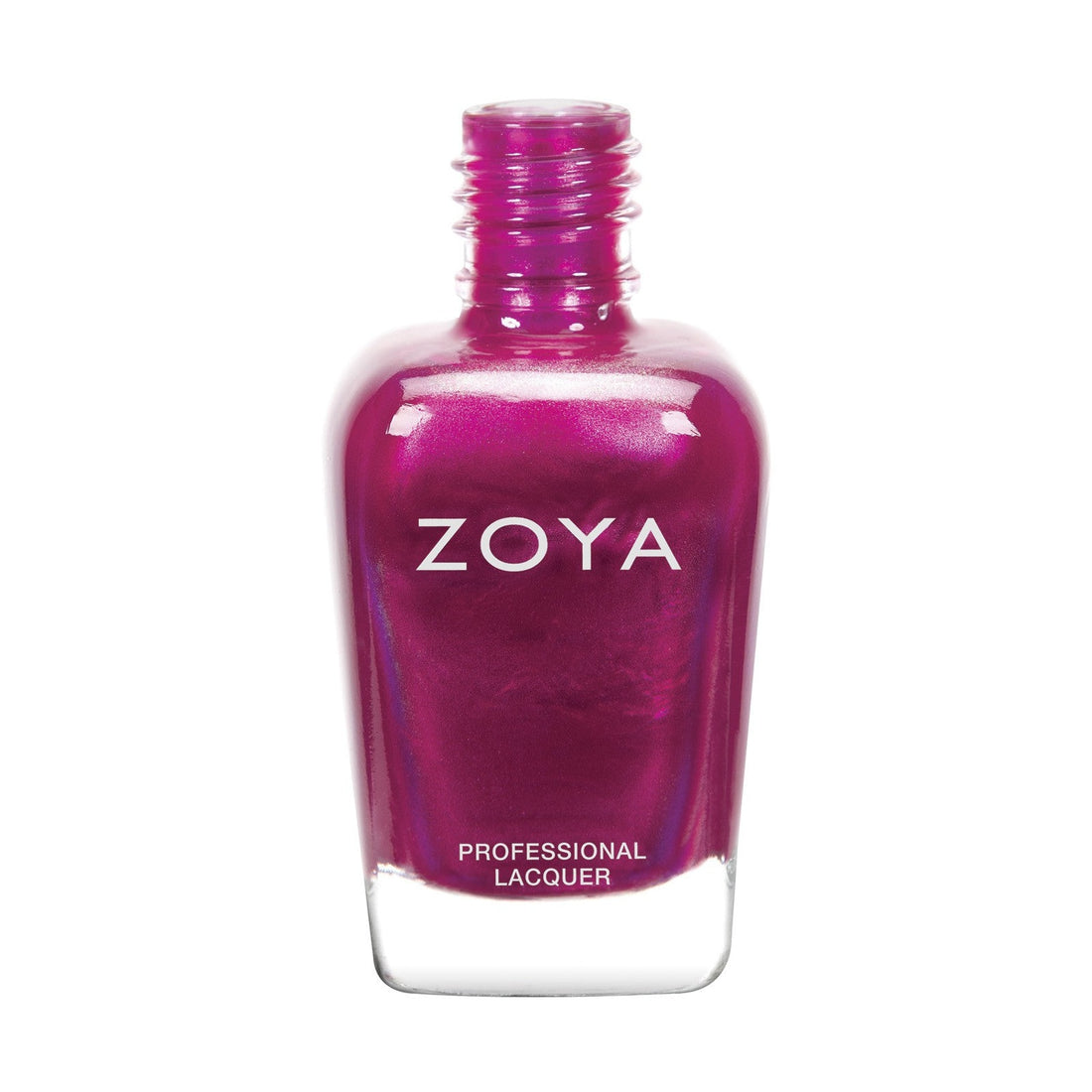 Zoya Mason nail polish bottle with black cap and clear glass showcasing the light pink polish color.