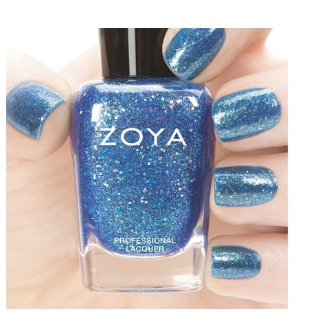 Zoya Muse nail polish bottle with a sleek design and vibrant purple shade in a Zoya nail polish bottle.