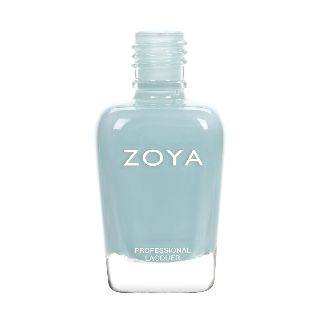 Zoya Lake nail polish bottle with light blue color and white cap, part of Zoya's nail polish collection.