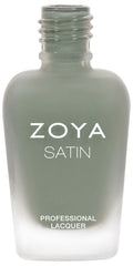 Zoya Sage nail polish bottle showing a soft, muted green shade with the Zoya logo on the label.