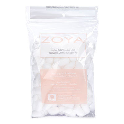 Zoya Naked Manicure Gelie Cure Cotton Balls, 100-pack, soft white cotton for manicures and nail treatments.