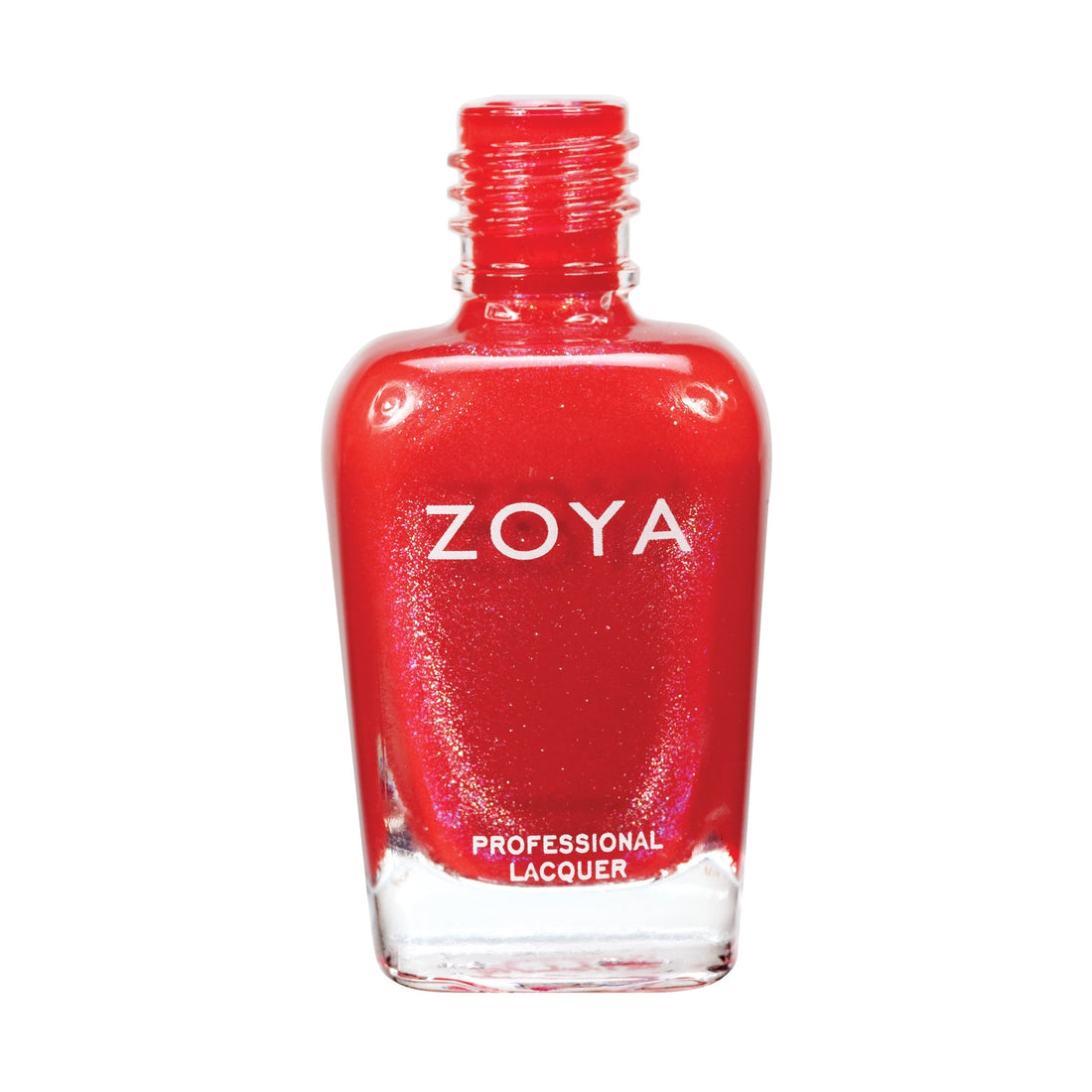 Zoya Nidhi nail polish bottle with clear label, showcasing vibrant nail polish color and sleek packaging.