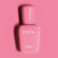 Zoya Palmer nail polish bottle with vibrant pink shade, displayed on a neutral background, showcasing the Zoya brand.