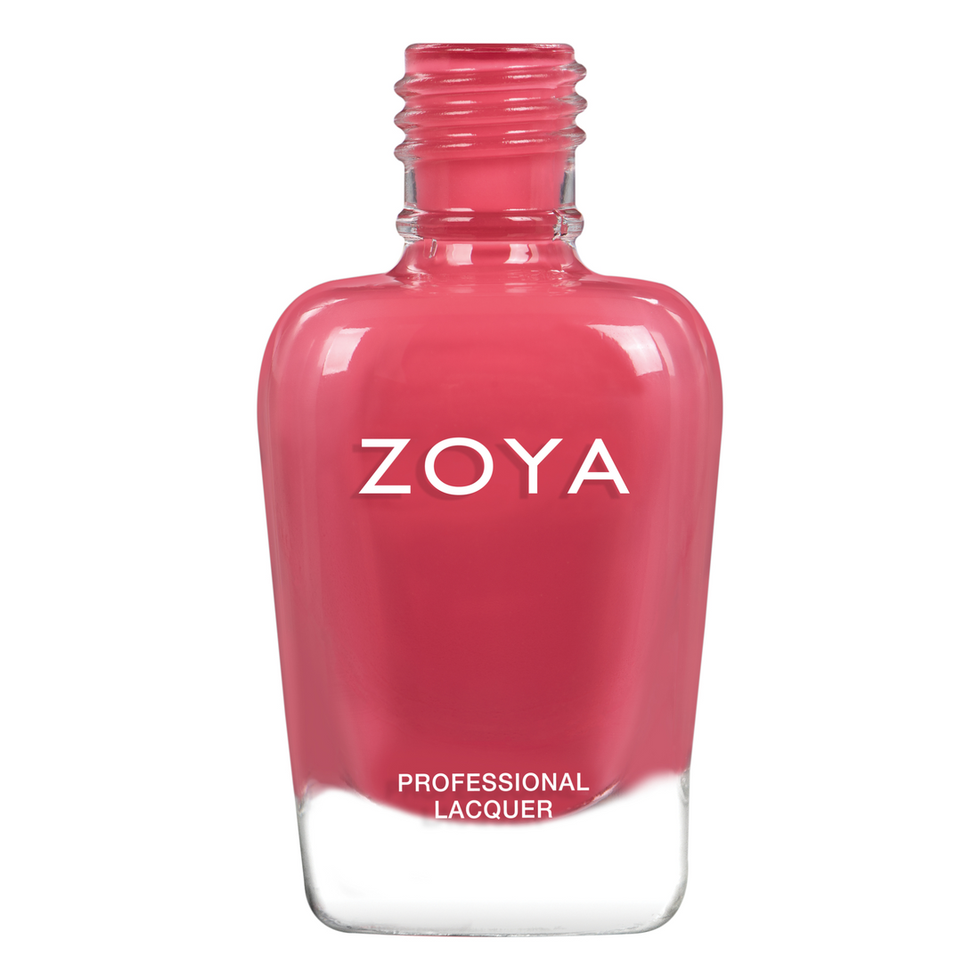 Close-up of Zoya Polly nail polish bottle with vibrant blue shade and clear branding on a white background.