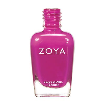 Zoya Reagan nail polish bottle with a vibrant pink shade, showcasing the Zoya brand and sleek packaging.