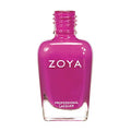 Zoya Reagan nail polish bottle with a vibrant pink shade, showcasing the Zoya brand and sleek packaging.