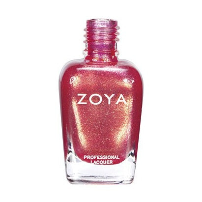 Zoya Rica nail polish bottle featuring vibrant coral-orange shade with a sleek black cap, branded Zoya nail polish.